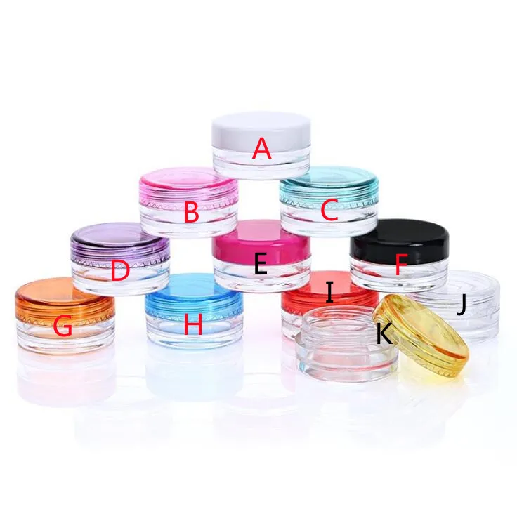 11 Colors Plastic Boxes 3g/5g Round Bottom Cream Cosmetic Packaging Box Small Sample Bottles Wax Container