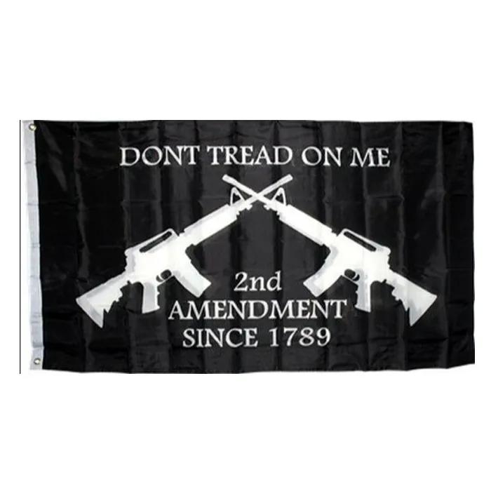 2ª alteração não pise em mim m16 rifles cruzados 3x5ft bandeiras 100d banners de poliéster interior decoração ao ar livre vívido cor de alta qualidade com dois ilhós de latão
