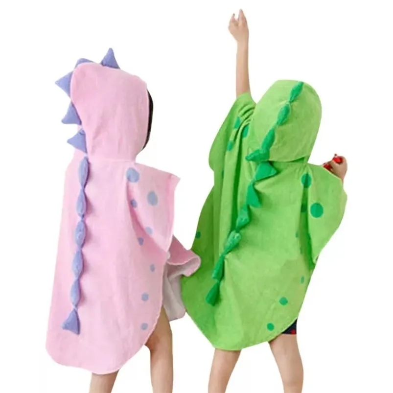 Moda Bebek Karikatür Kapüşonlu Havlu Bornoz Çocuk Dinozor Banyo Robe Boy Pijama Kız Pijama 210901