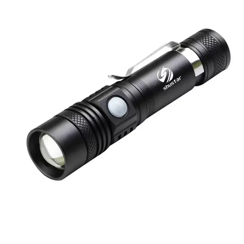 USB Uppladdningsbar LED-ficklampa T6 High Lumens LED Torch Ultra Bright Vattentät ficklampa med 18650 batteri