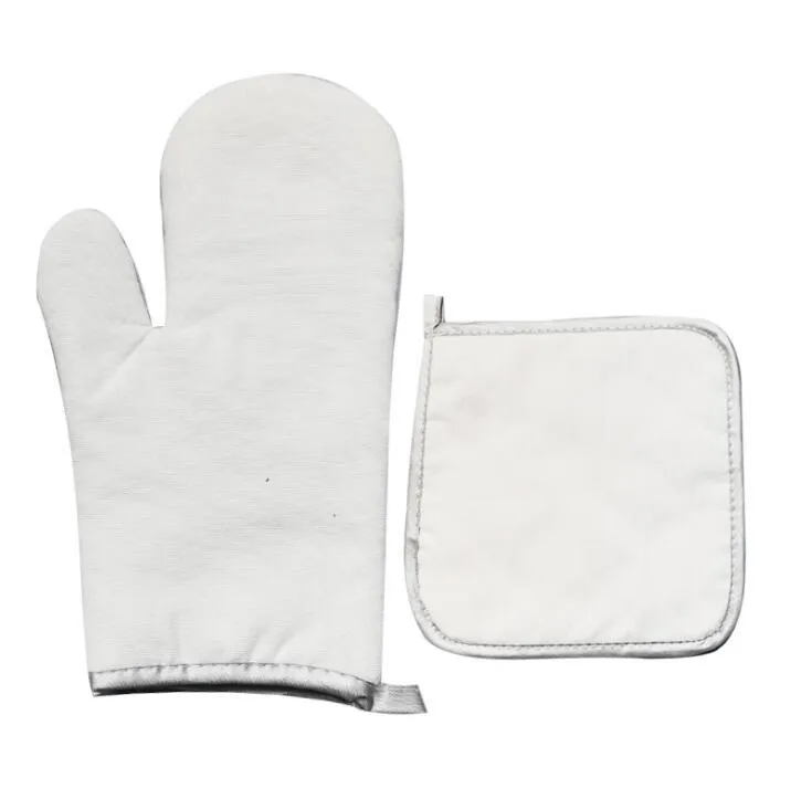 Sublimering DIY Vit Blank Canvas Bakeware Oven Mitts För Kök Matlagning Bakning KKB7862