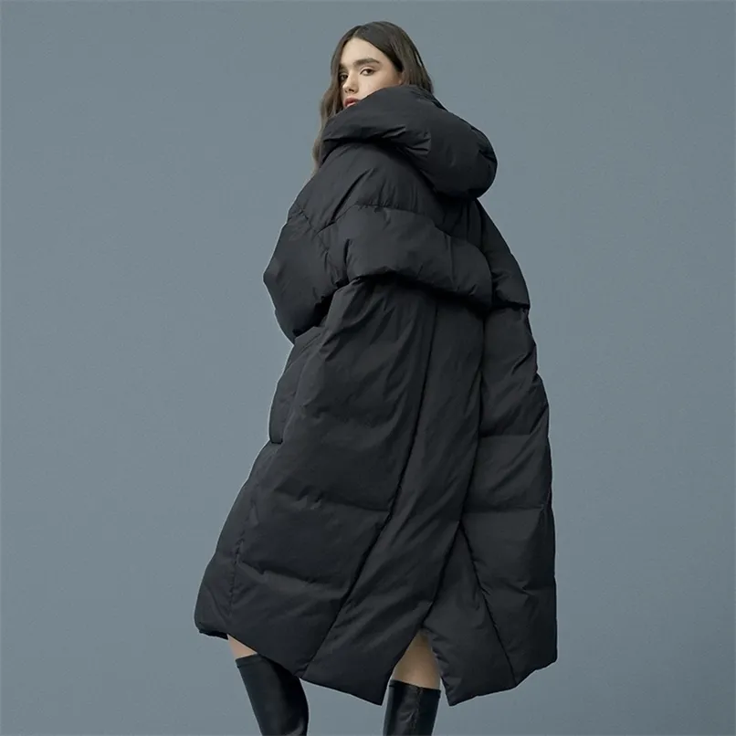 S-7XL Plus Size Zimowa Oversize Ciepła Kaczka W dół Płaszcz Kobiet X-Long Kurtka Z Kapturem Styl Grube Parkas 92 210918