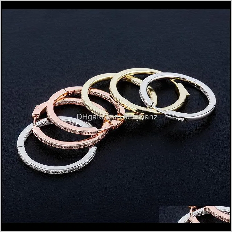 1 pair hip hop claw setting cz stone bling ice out big circle hoop earrings for women charm jewelry