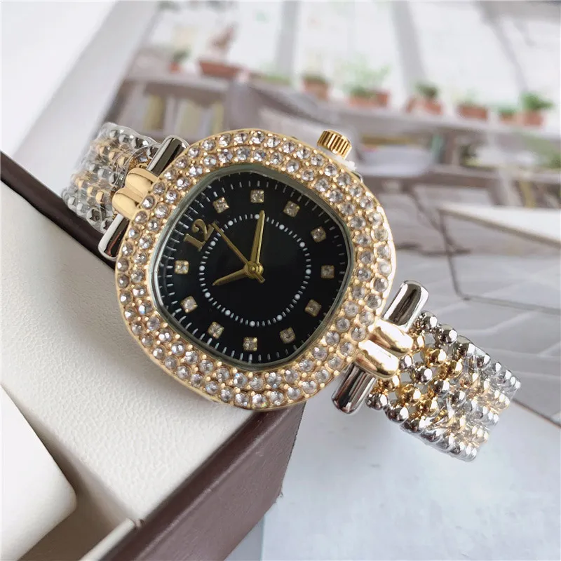 Relojes de primeras marcas Mujer Chica cristal Estilo cuadrado Banda de acero Reloj de pulsera de cuarzo BUR02