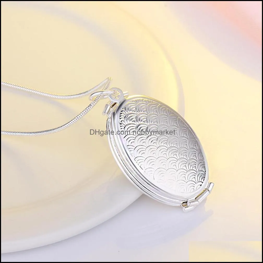 New Magic 4 Photo Pendant Memory Floating Locket Necklace For women Men Kid boy Girls Flash Box Silver plated chains family Fashion