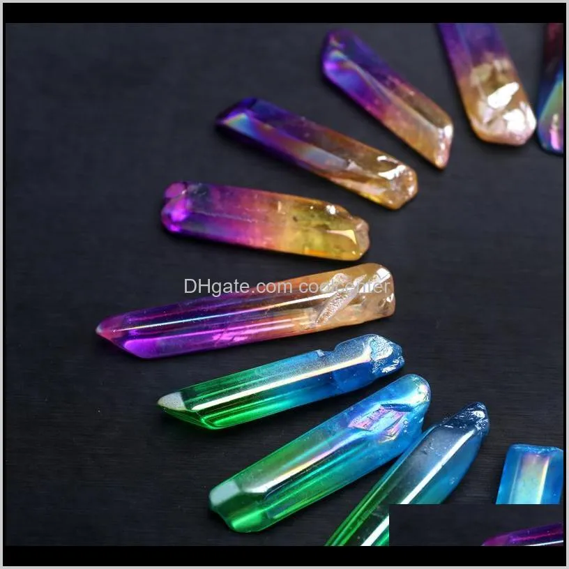 hjt 50pcs wholesale new colorful natural quartz crystal points reiki healing crystal wands cure chakra stone hot sell