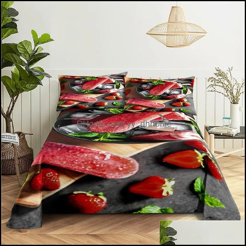 Sheets & Sets Delicious Fruit Bedding Sheet Home Digital Printing Polyester Bed Flat With Case Print