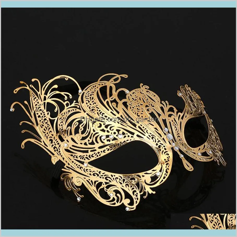 Women Iron Mask Halloween Metal Diamond