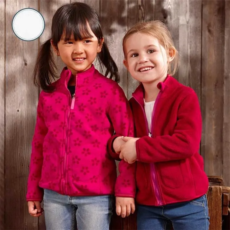 Voor 2-8 jaar Kind Lente Herfst Kind Meisje Dubbele Polar Fleece Jas Zacht Warm 211204