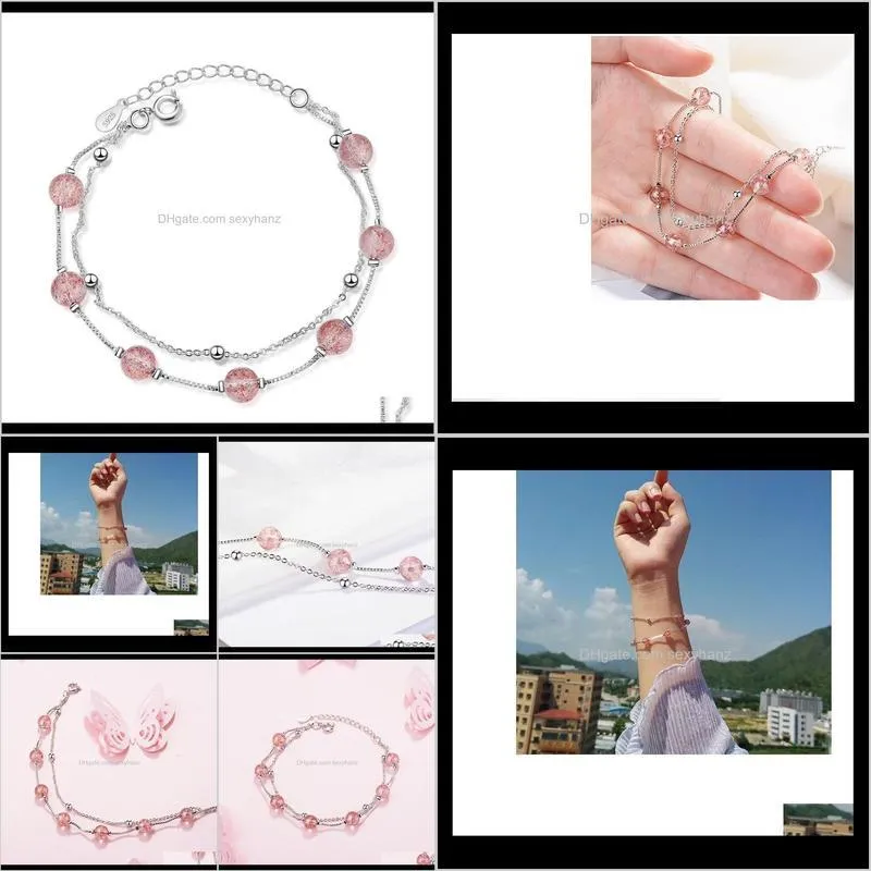silver fashion pink ball crystal bracelets jewelry women bracelet wholesale