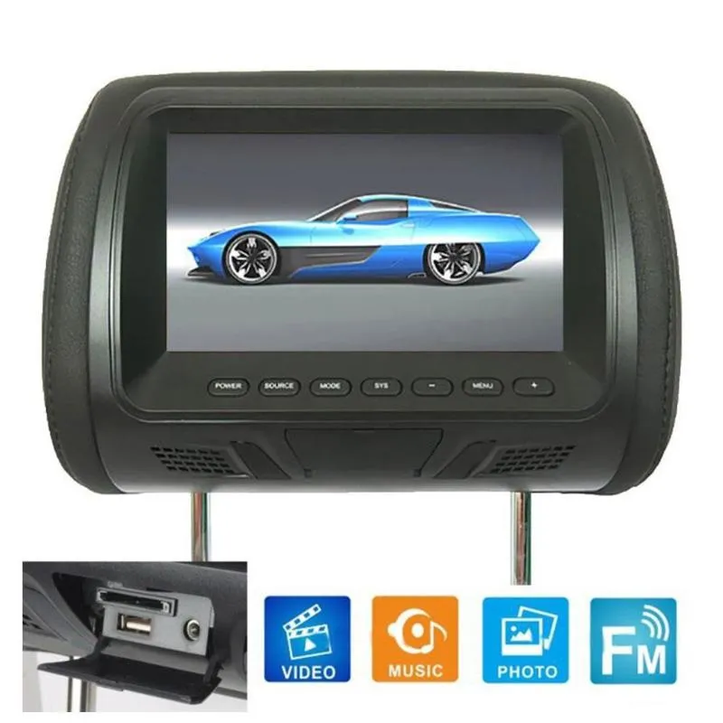 جهاز مراقبة مسند الرأس بفيديو السيارة العالمي 7 بوصة FM / AM المقعد الخلفي شاشة عرض LCD بتقنية البلوتوث جهاز التحكم عن بعد MP5 Player MonitorCar