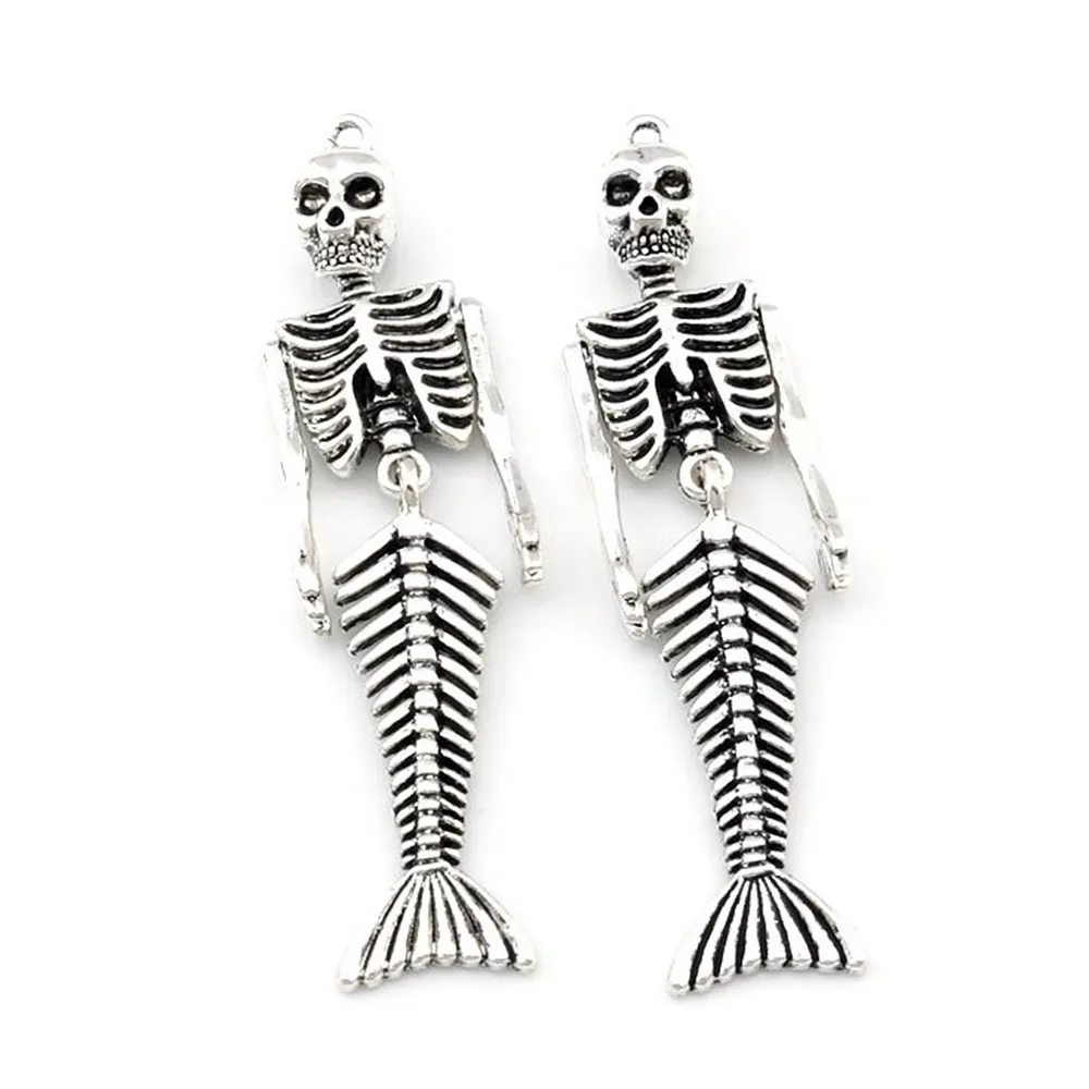 10PCS Alloy Mermaid Skeleton Charms Pendant For Jewelry Making Or DIY Crafts A-494