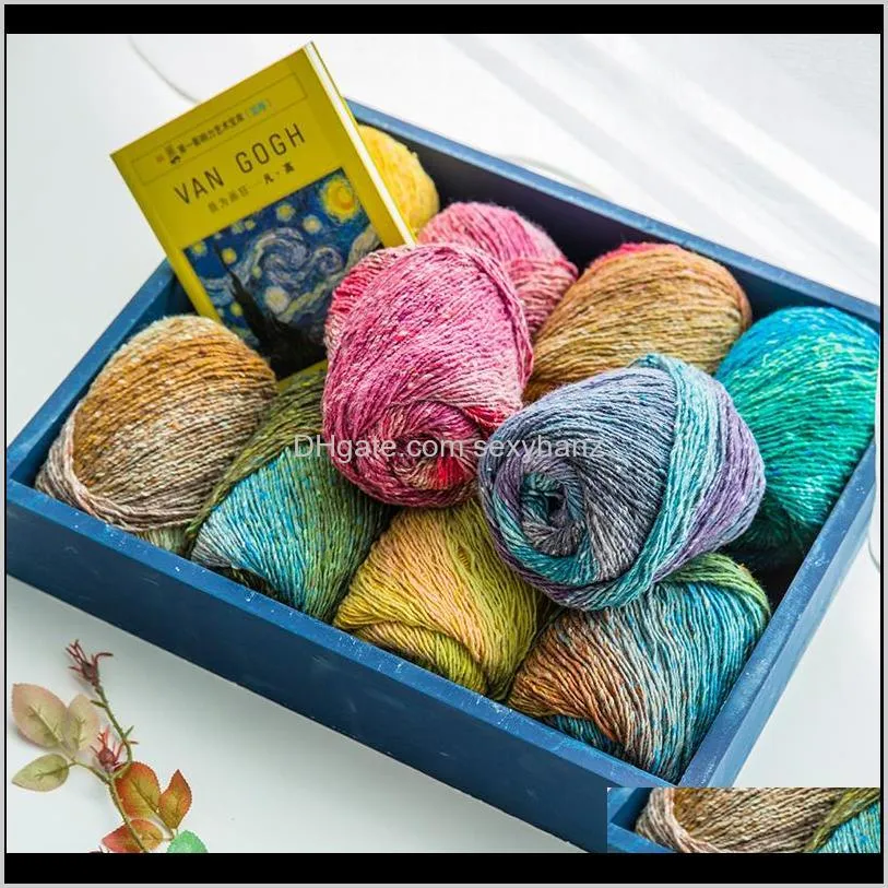 200g/lot new high quality space dye yarn for knitting fancy yarn crochet thread for scarf nice colors handwork crafts