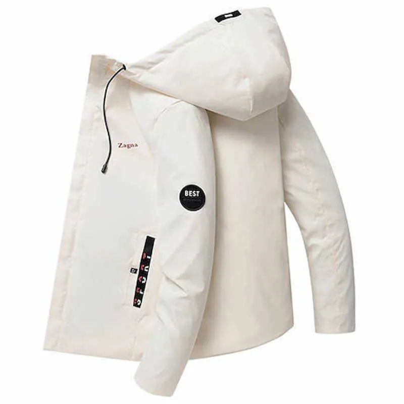 velvet thick warm jacket Neutral minimalism pure color Korean slim hooded mid-length casual men's simple coat top 210526