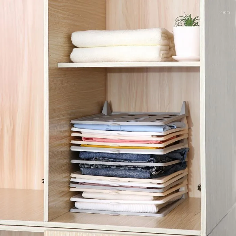 Storage Drawers 1/5/10pcs Plastic Closet Organizer Easy Tray Folding Board Rack Wardrobes Clothes Folder T Shirt