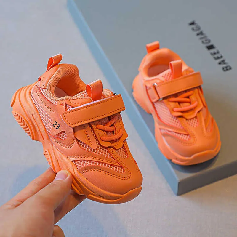 Kinder Schuhe 2021 Herbst Mädchen Air Mesh Atmungsaktive Sport-Schuhe Jungen Weiß Orange Rose Rot Für Baby Kleinkind Turnschuhe Schuhe neue G1025