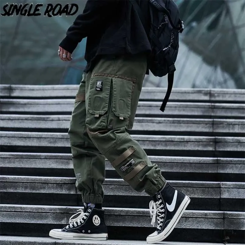 Single Road Mens Cargo Calças Homens Bolsos Laterais De Moda Hip