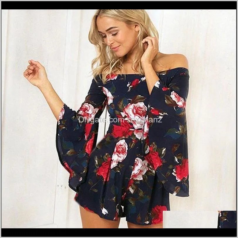 fashion print jumpsuit romper women playsuits bohemian casual overalls spring summer beach sexy clothing macacao feminino