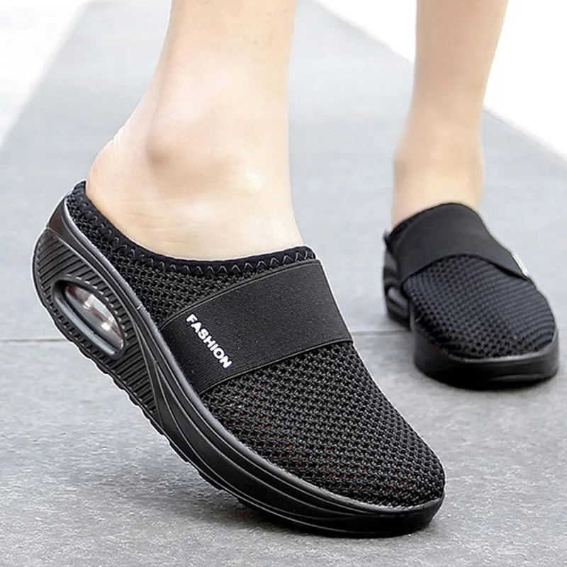 Sandals 2022 Women Fashion Wedges Platform Shoes Female Slides Mesh Slippers Breathable Lightweight Drop Footwear