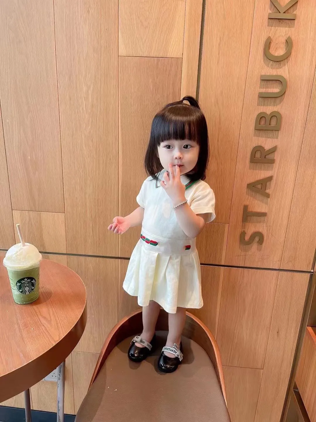 white christmas dresses Frilly Fish Cotton Short Sleeve Dress main image 1