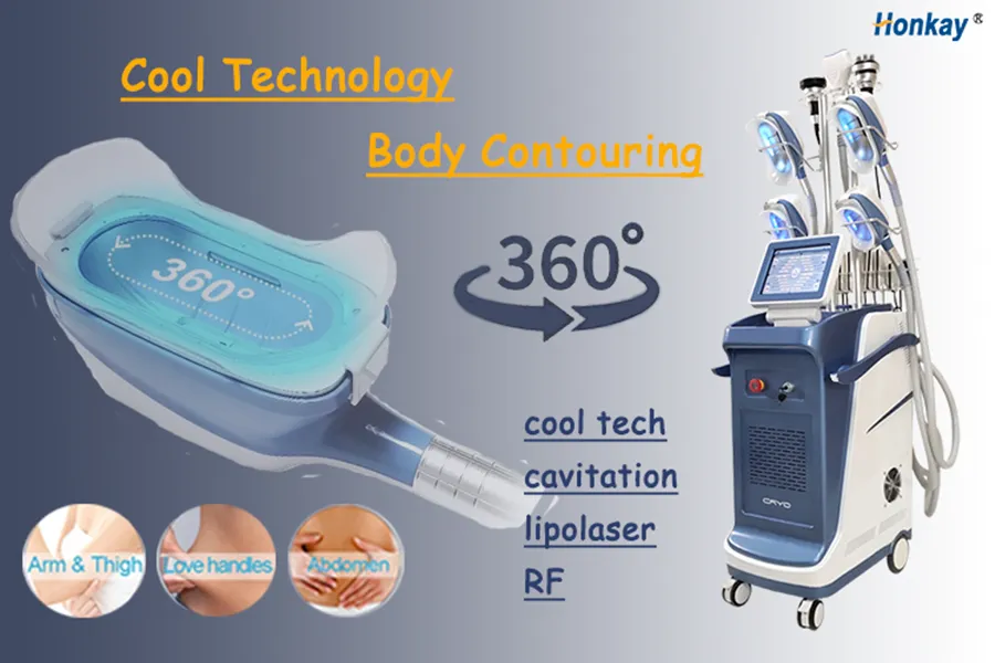 Frio Body Cryotherapy 40K Cavitação RF Slimming Laser Dispositivos Lipo 5 Mãos Fresco Esculpação de Forma Corporal Forma Friozing Cryolipolysis Machine