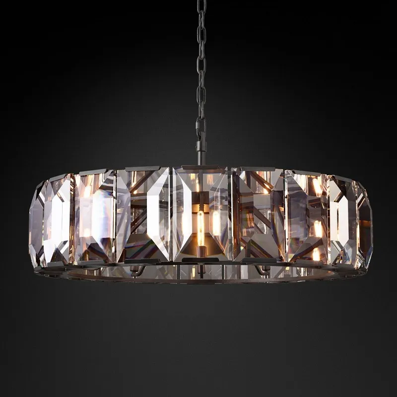 Rund kristall ljuskrona belysning vardagsrum sovrum hängande lampa lyx guld ljus armaturer AC 100-240V Gratis DHL