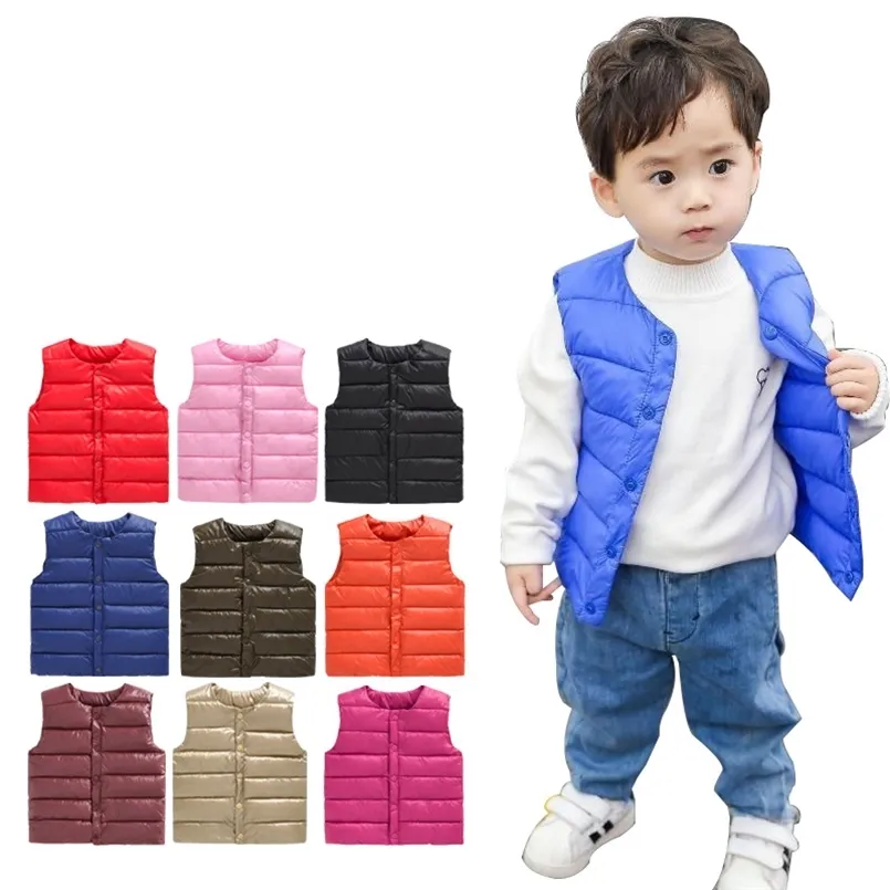 Gilet bébé automne hiver garçon gilet veste enfants vêtements d'extérieur manteaux pour filles infantile coton vers le bas sans manches enfants chaud 210818