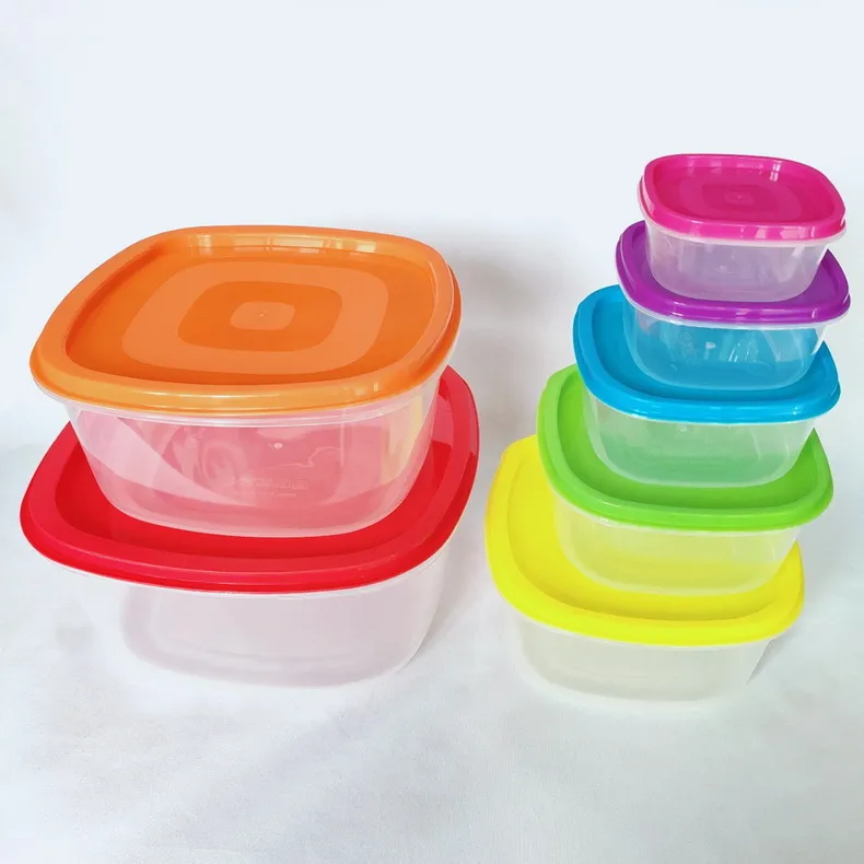 Food Container Plastic Bento -Keeping Box Fridge Multi Capacity Crisper Rainbow Food Storage Boxes Kitchen Storage w-01315