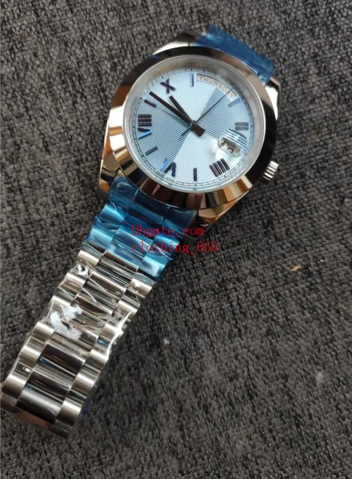 Mężczyźni Watch Automatyczny ruch mechaniczny 228206 40 mm kwadrant szafir szklany Romen Ice Blue Diar Mechaniczna srebrna bransoletka ze stali nierdzewnej Wodoodporna