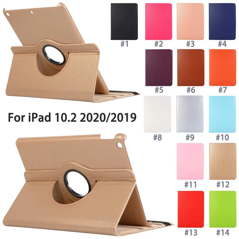 360 graders roterande tablettfall för Apple iPad 10.2 [7th 8th Generation] Air 4/3 [4: e 3rd Gen] Pro 11 10,5 tum, Multi View Litchi Texture PU Läder Flip Stand Cover