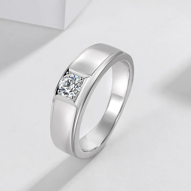 Bagues de mariage Simple Set Diamond Solid Men's Ring Small 30 Minutes Simulation White Copper Jewelry