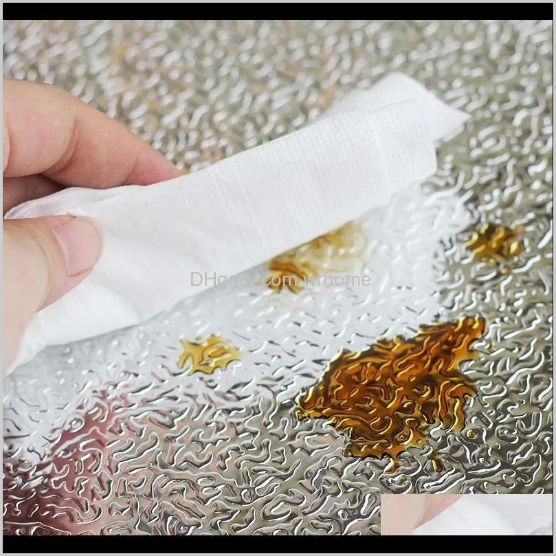 Kitchen Wall Paper Waterproof Oil Proof Aluminum Foil Stickers Self Adhesive Wallpapers Stove Wallpaper
