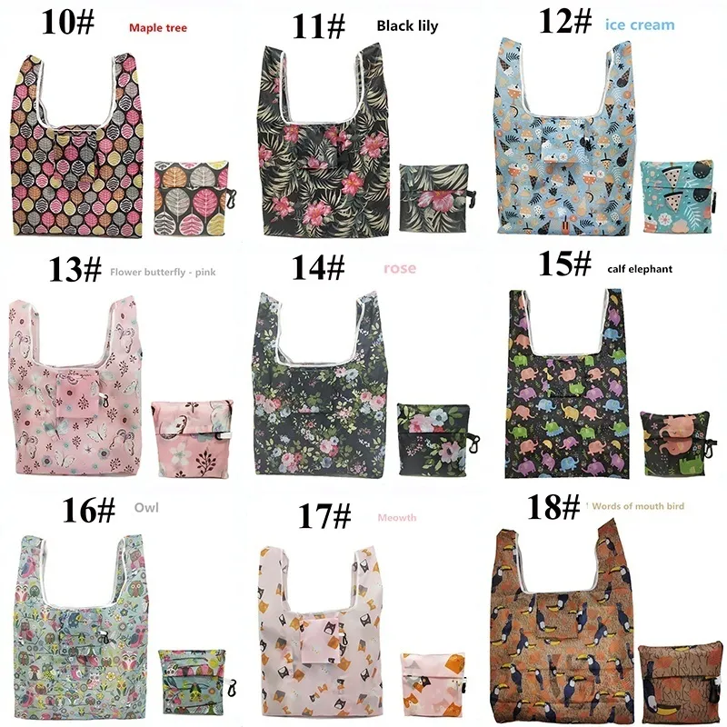 Multi function Shopping Tote Bags Strawberry Foldable Organizer Beautiful Reusable Fruit Vegetable Bag 18 styles