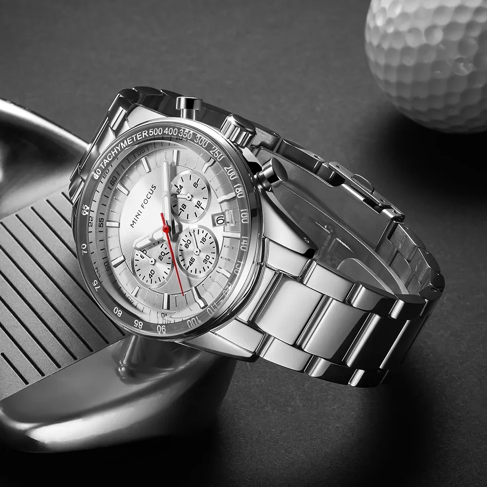 watch Mini relógio focus militar masculino, quartzo de aço inoxidável luxuoso esportivo com calendário, aniversário