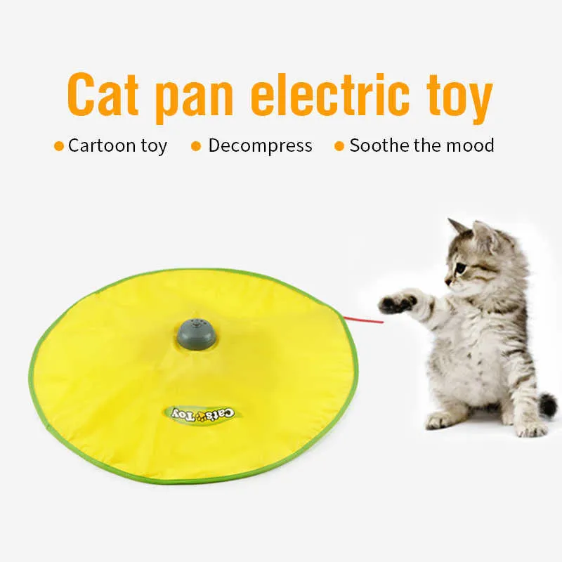 Electric Toy Cat 4 Speed ​​Pet Cat Plastic Turntable Interactive Intelligence Crazy Amusement Game Rotation Cat Toys 210929