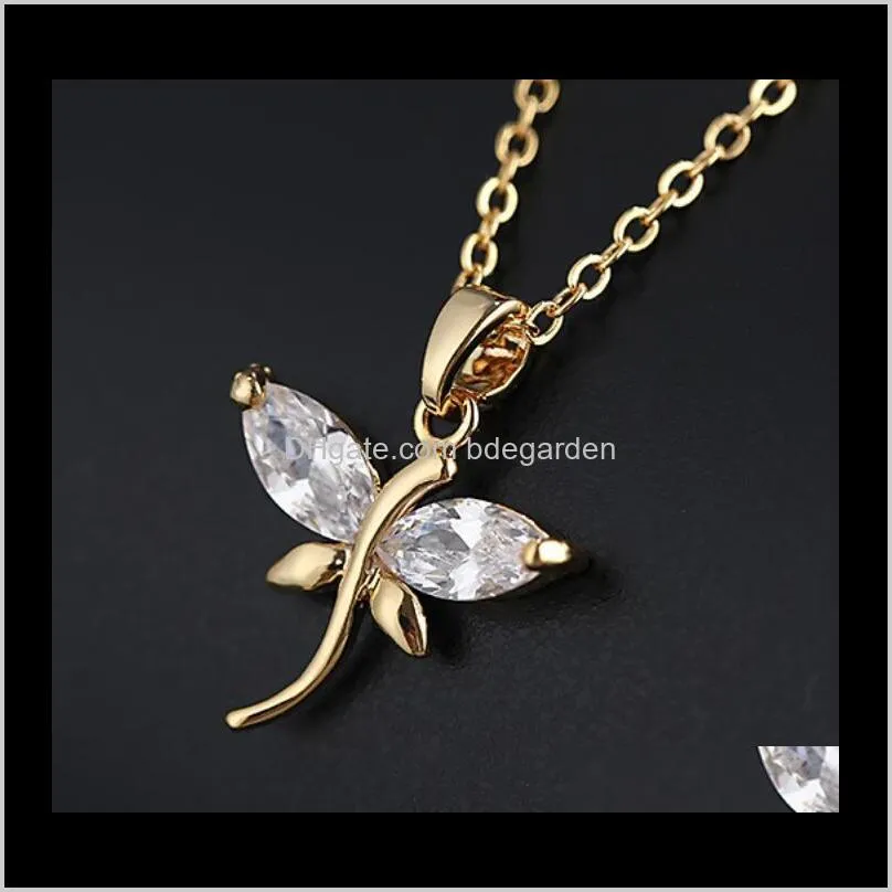 jewelry dragonfly pendant necklace zircon silver plated necklace chokers for women hot fashion of shipping