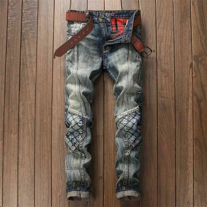 Denim Casual Ripped Jeans Mannen met Gaten Super Skinny Famous Jean Scratched Biker Trouiers Drop 210622