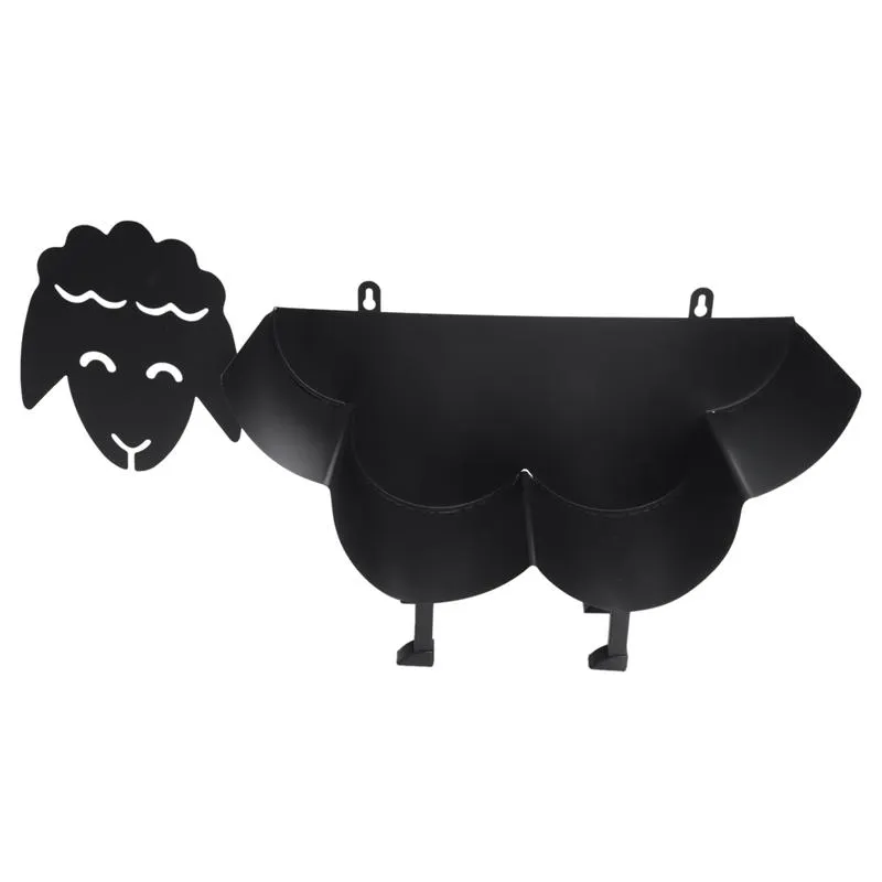 トイレットペーパーホルダーかわいい黒い羊ロールホルダー、ノベルティ自立または壁掛けティッシュ収納スタンド