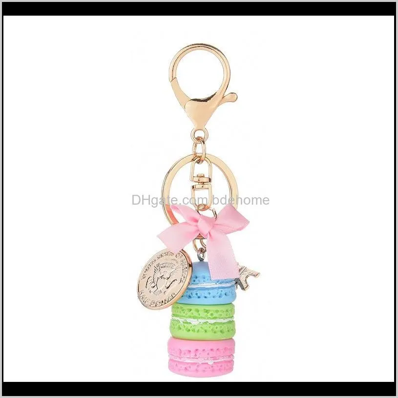 cute keychain women cake key chain fashion cute french pastries keychain bag charm car key ring wedding party gift jewelry