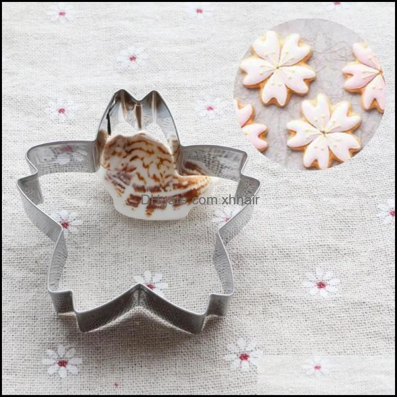 Flower Series Sakura Cherry Blossoms Cookie Cutter Cake Fondant Decorating Tools Size:6.8*5cm Baking Moulds