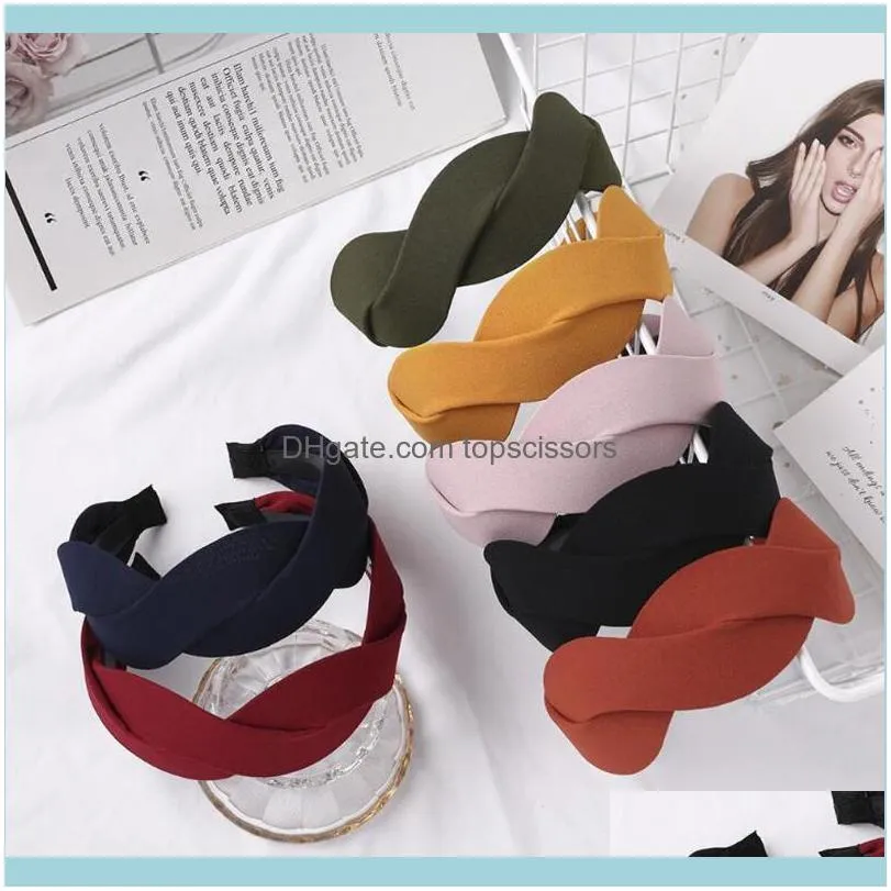 Fashion Wide Side Headband Cross Knot Hairband For Women Solid Hair Band Girls Summer Accessories Wholesale1