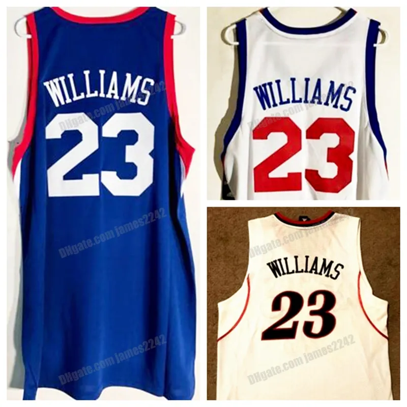 Niestandardowe retro Philaphia Lou 23 Williams College Basketball Jersey Wszystkie zszywane białe niebieskie rozmiar S-4xl Dowolne nazwisko numer najwyższej jakości kamizelki