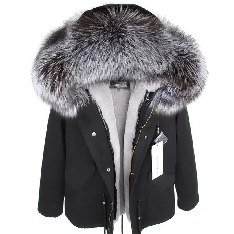 MMK manteau de fourrure véritable col de mode hiver vêtements pour femmes veste épaissie amovible brochet court 211216