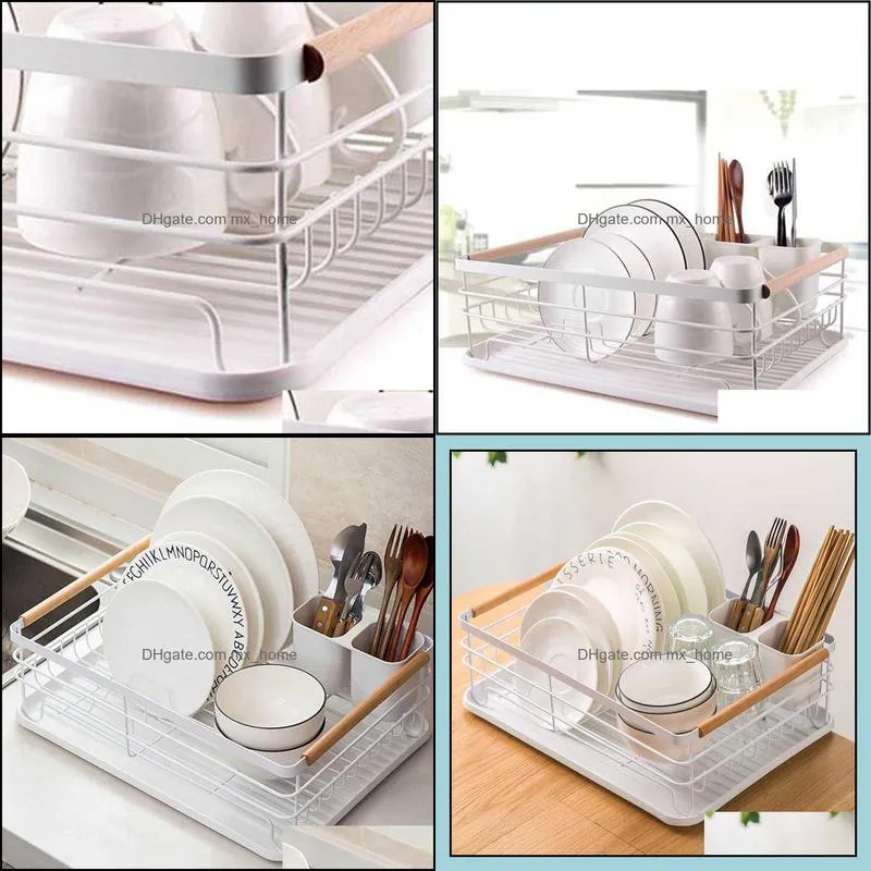 Iron Kitchen Dish Drying Rack Tableware Drainer Storage Basket Shelf Forks Bowl Plate Dishes Holder Drainer Sink Organizer A0603