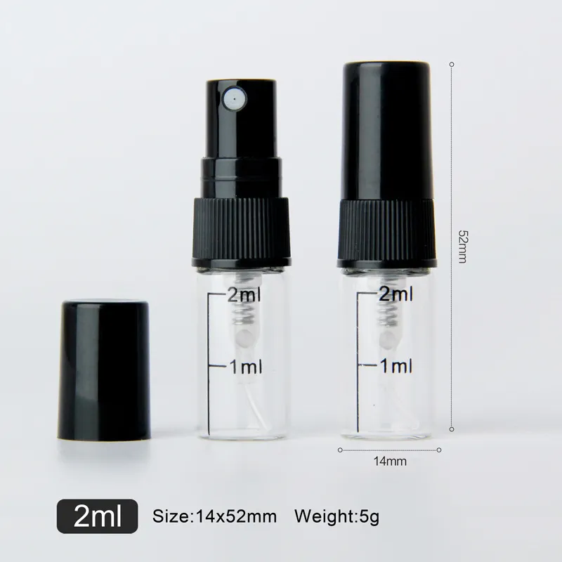 Empty 2ml Atomizer spray bottle transparent mini sample perfume bottles 5000pcs/lot from china manufacture dhl ups fedex free