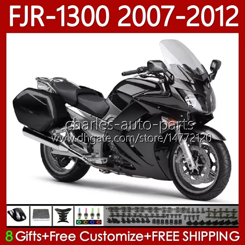 طقم الجسم ل Yamaha FJR-1300 FJR1300A FJR 1300 A CC Glossy Black 2001-2012 هيكل السيارة 108NO.85 FJR-1300A 2008 2009 2007 2011 2012 FJR1300 07 08 09 10 11 12 OEM FLATING