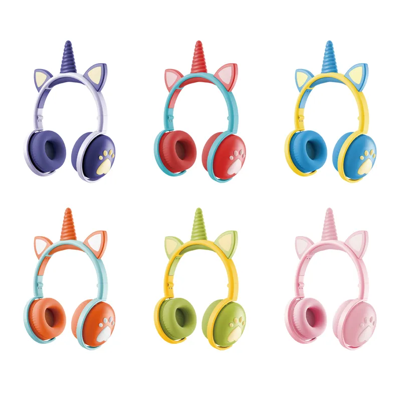 Ke-13 Keeka Unicorn Wireless Bluetooth Headphones Stereo Söt Tecknad Bubbla hörlurar Hörlurar Spelbubbla för barn