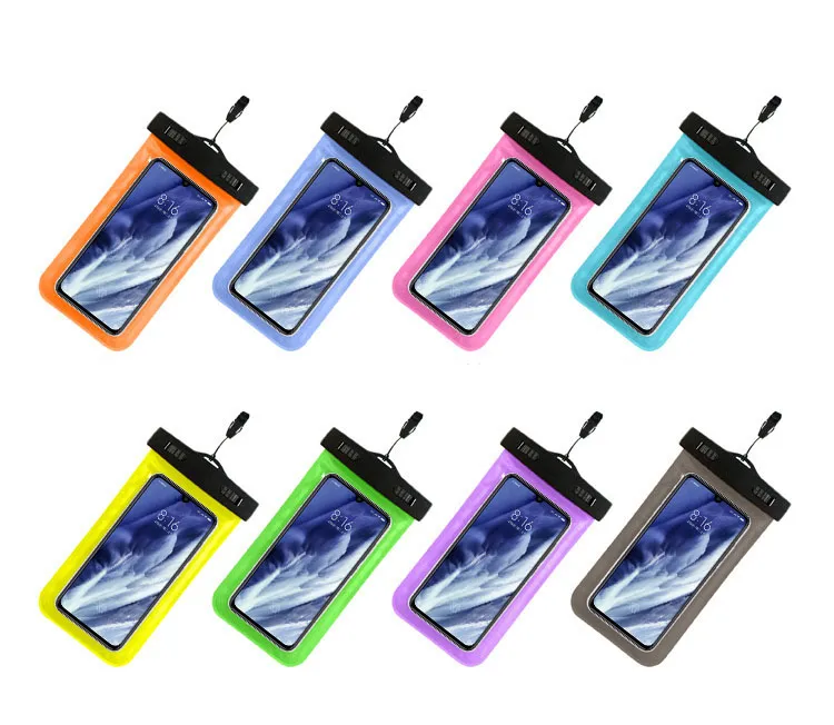 Estuche seco de plástico de PVC para exteriores Bolsa impermeable Protección para teléfono celular deportivo Teléfono celular universal para teléfono móvil inteligente 4.7 pulgadas 5.5 pulgadas