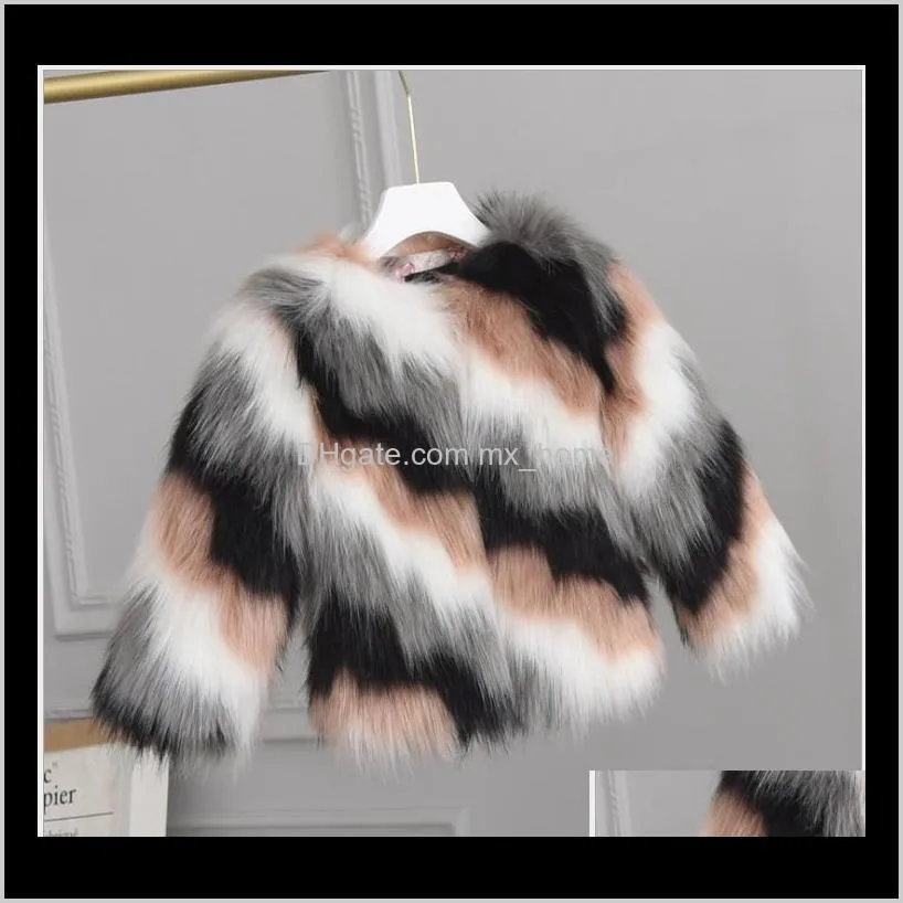 age 1-12years girls jackets new good quality children fur coat imitation fox hair baby girls long sleeve thicken warm top kids coats