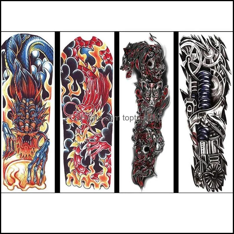 Waterproof Temporary Tattoo Sticker Eye Clock Bird Pagoda Full Arm Large Size Fake Tatto Flash Tatto Sleeve Tatto For Men Women